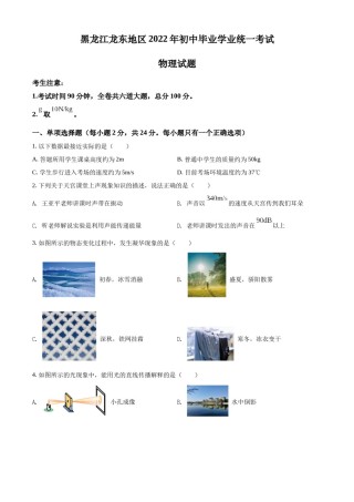 精品解析：2022年黑龙江省龙东地区中考物理真题（原卷版）.docx