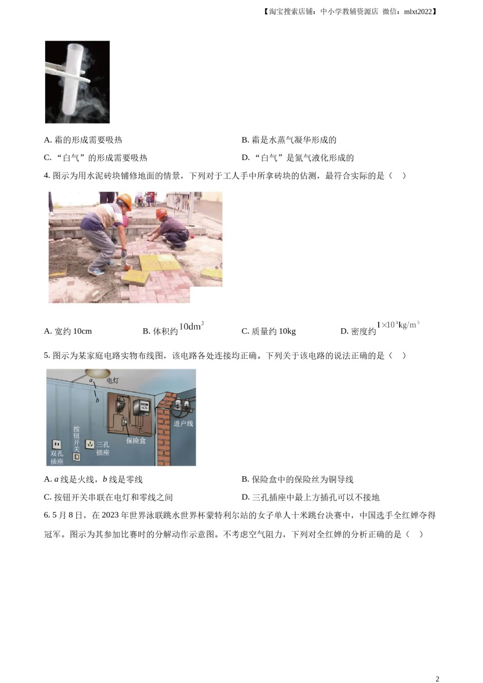 精品解析：2023年山东省潍坊市中考物理真题（原卷版）.docx_第2页