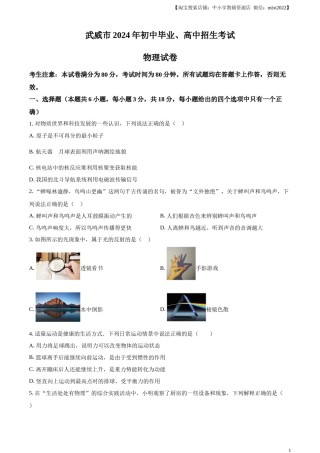 临夏州中考物理试题（原卷版）.docx