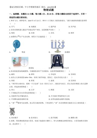 精品解析：2024年福建省中考物理试题（原卷版）.docx