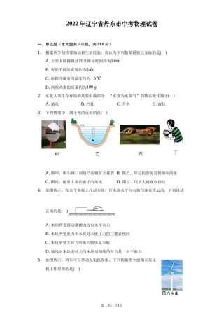 2022年辽宁省丹东市中考物理真题（word,含解析）.docx