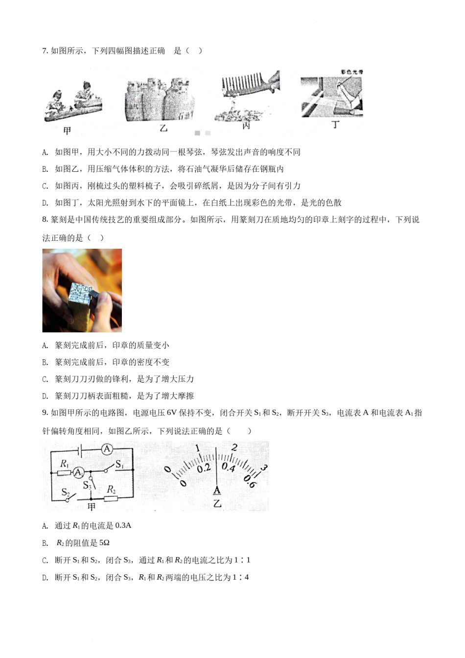 2022年辽宁省沈阳市中考物理试题（原卷版）.docx_第3页