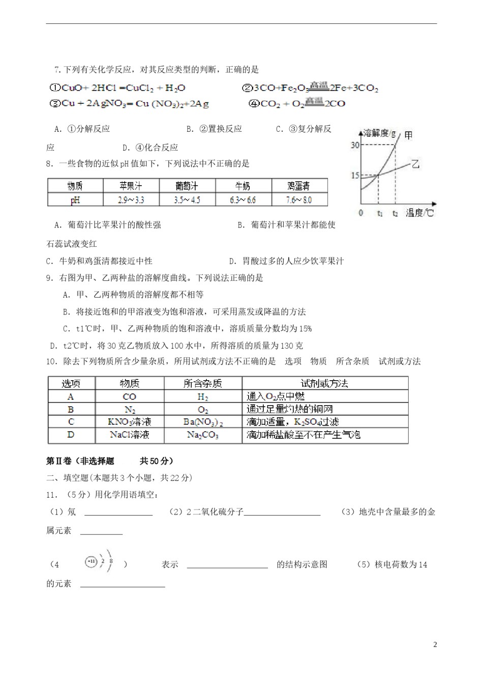 四川省宜宾市2015年中考化学真题试题（含答案）.doc_第2页