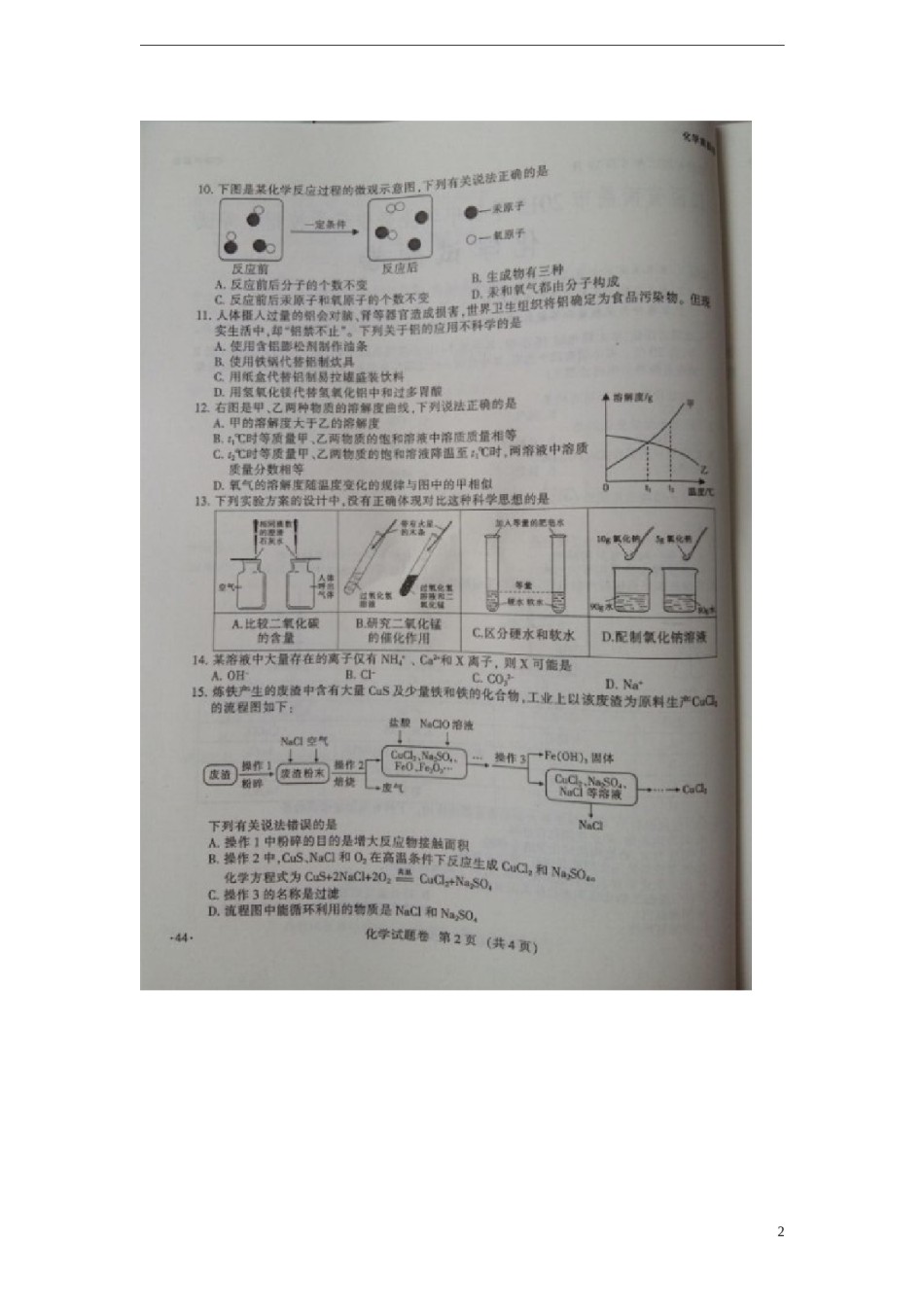 江西省南昌市2015年中考化学真题试题（扫描版，含答案）.doc_第2页