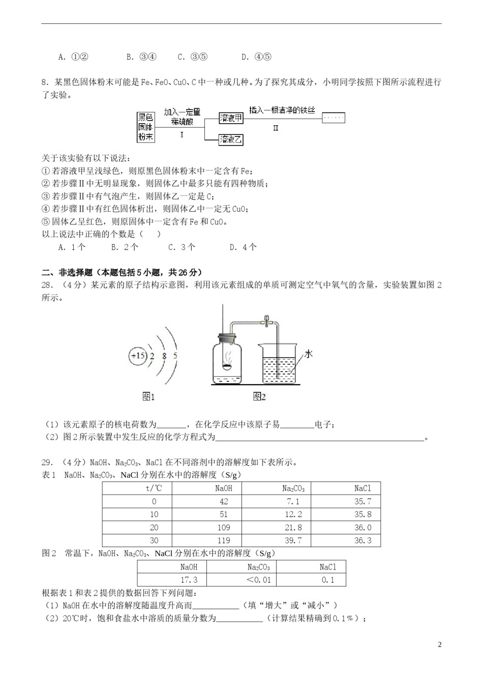 湖北省武汉市2015年中考化学真题试题（含扫描答案）.doc_第2页