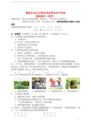 湖南省娄底市2015年中考化学真题试题（含答案）.doc