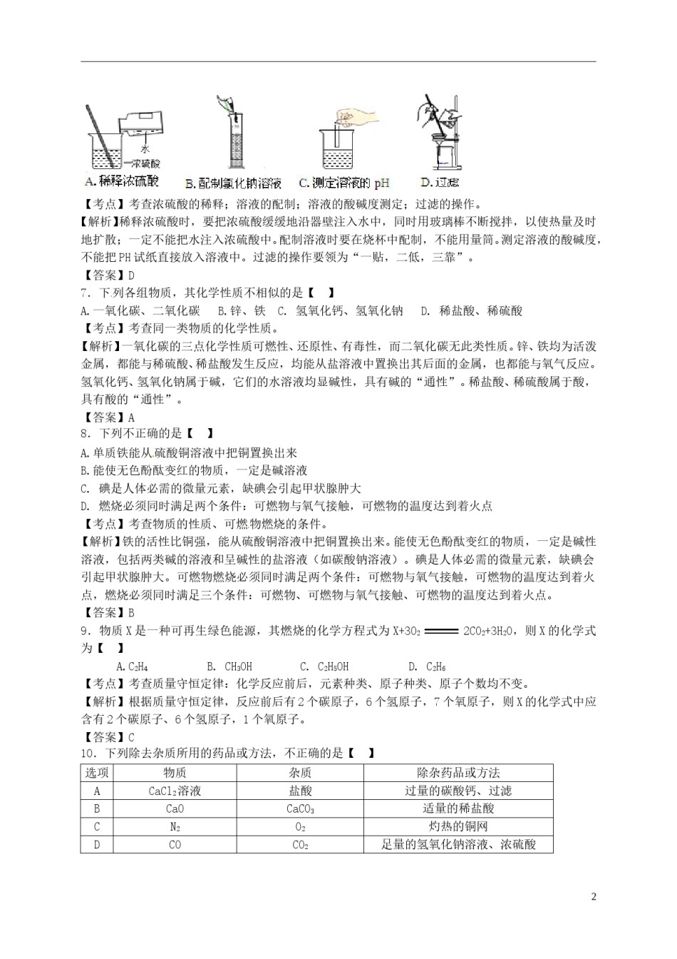 甘肃省武威市、白银市、定西市、平凉市、酒泉市、临夏州2015年中考化学真题试题（含解析）.doc_第2页