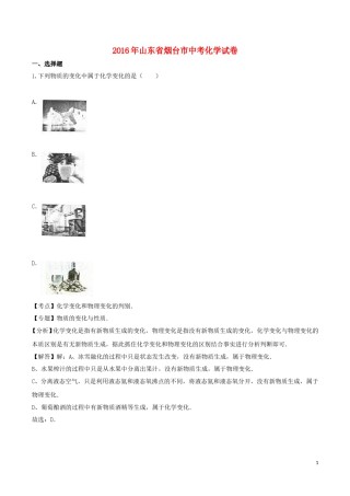 山东省烟台市2016年中考化学真题试题（含解析）.DOC