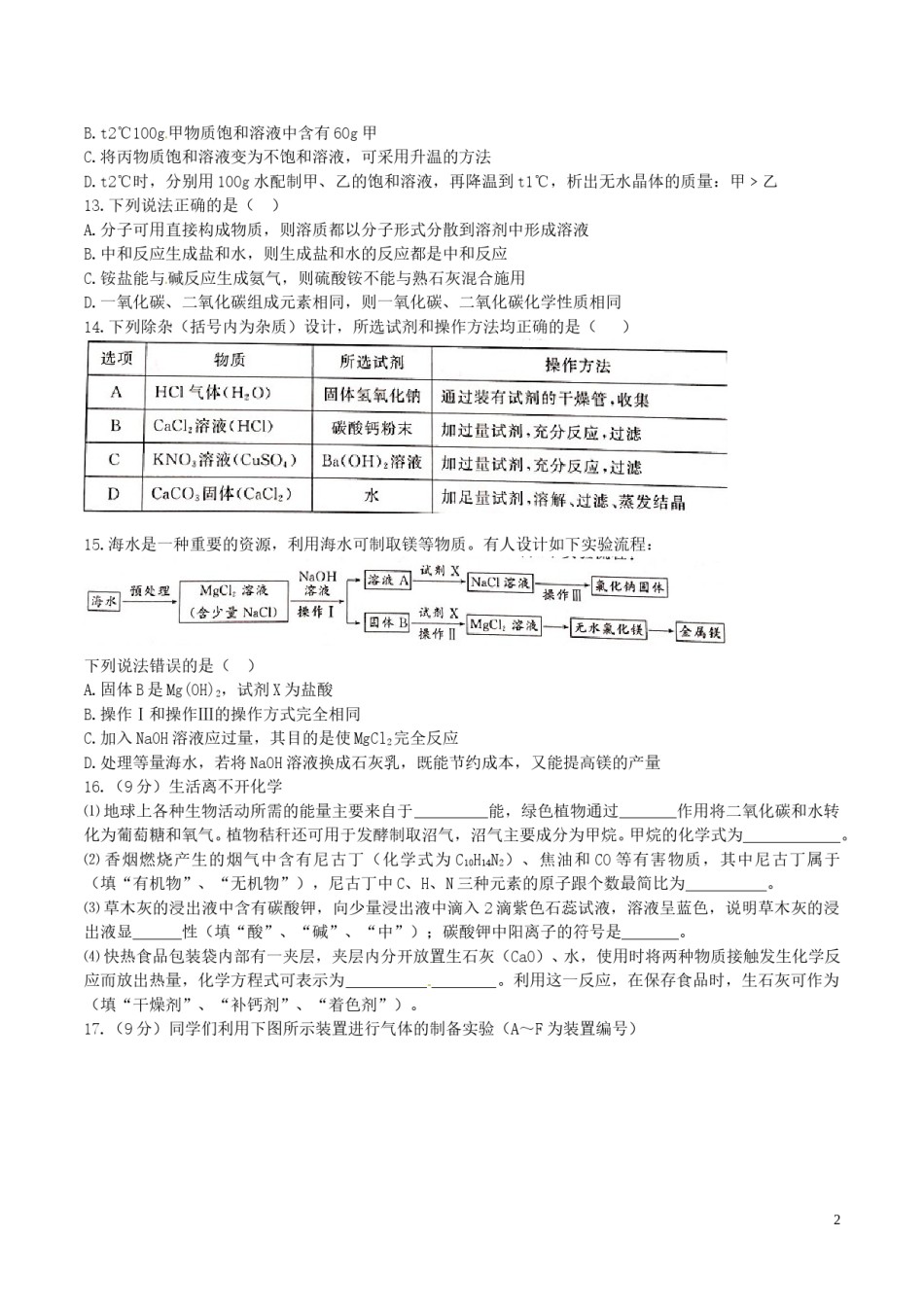江苏省泰州市2016年中考化学真题试题（含答案）.DOC_第2页