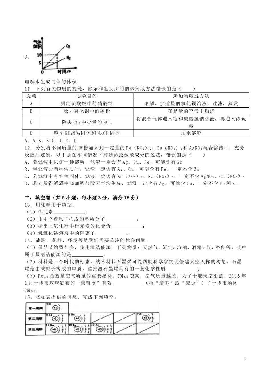 湖北省十堰市2016年中考化学真题试题（含解析）.DOC_第3页