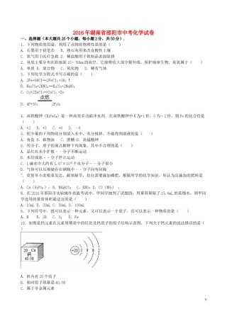 湖南省邵阳市2016年中考化学真题试题（含解析）.DOC