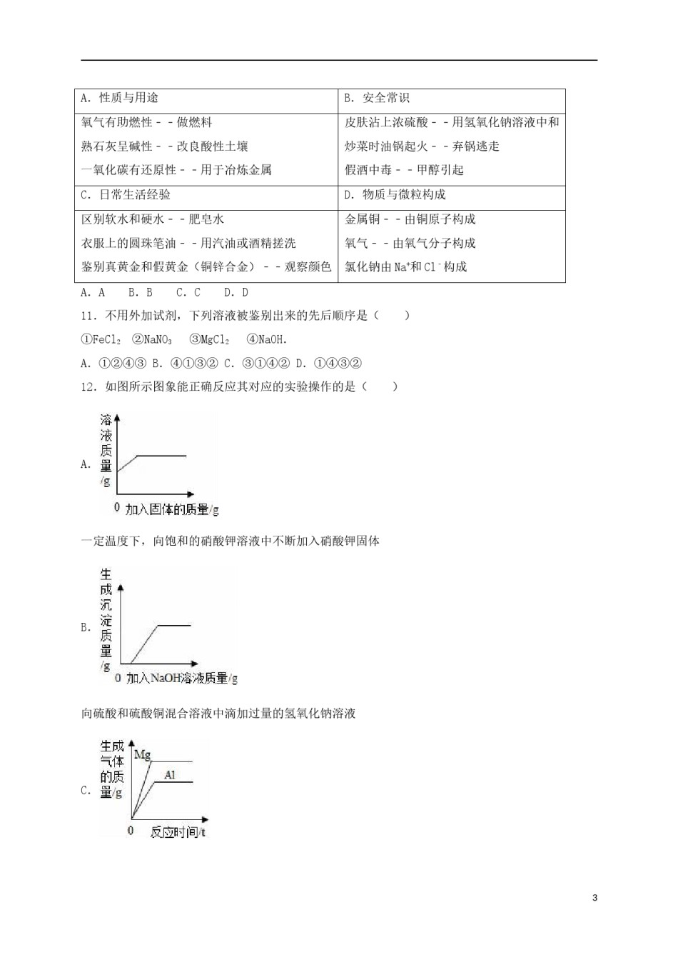 甘肃省天水市2016年中考化学真题试卷（含解析）.DOC_第3页