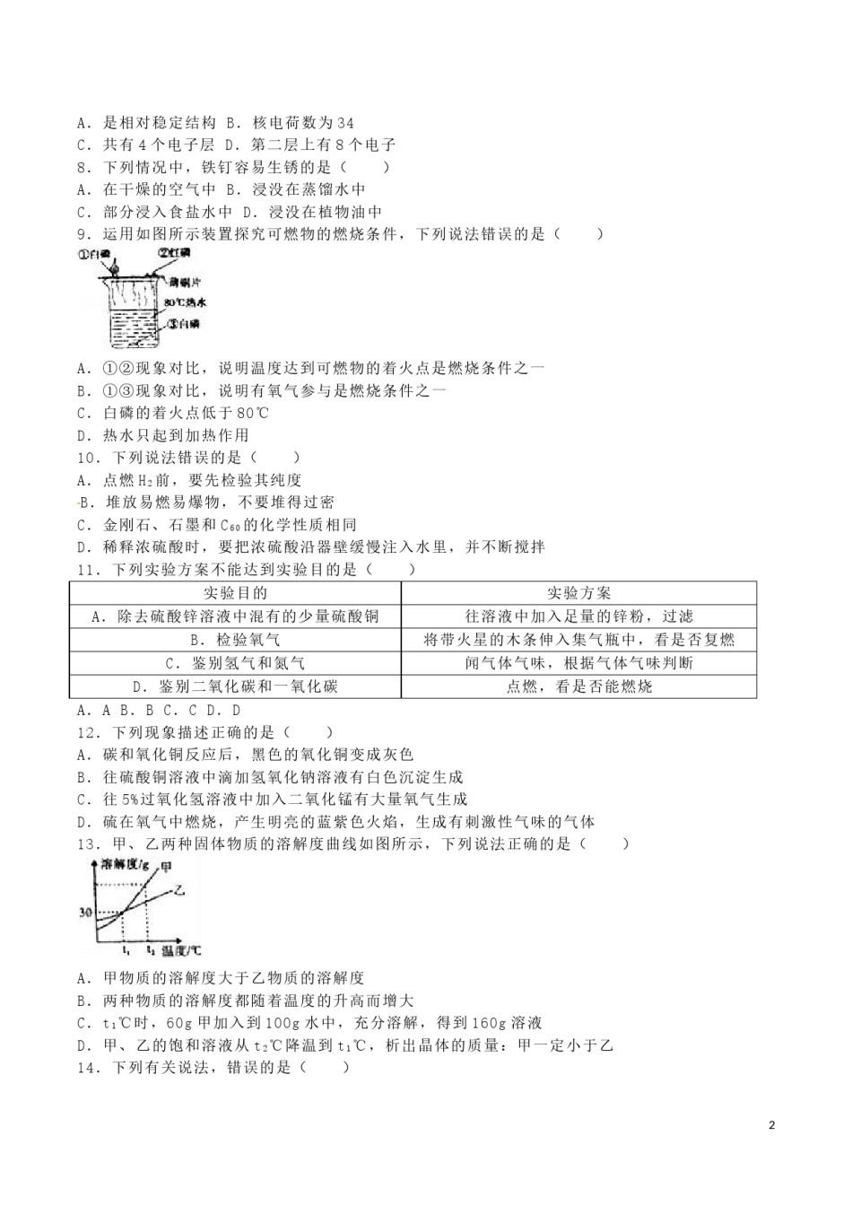福建省漳州市2016年中考化学真题试题（含解析）.DOC_第2页