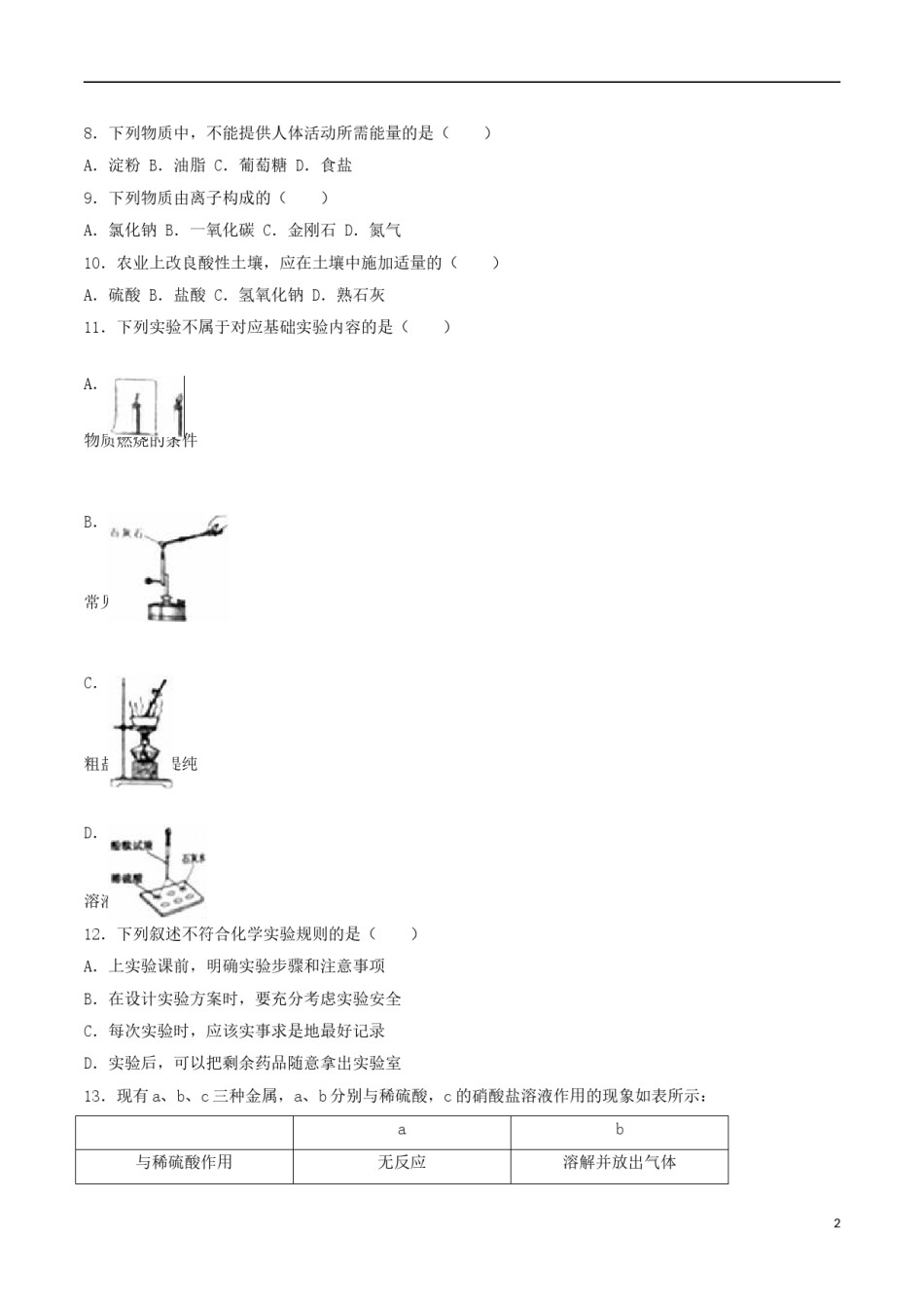 辽宁省沈阳市2016年中考化学真题试题（含解析）.DOC_第2页