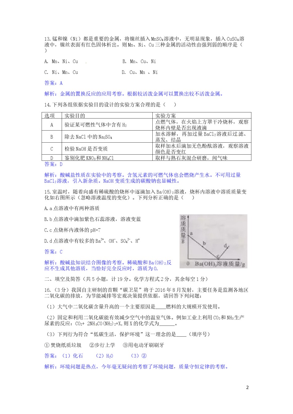 陕西省2016年中考理综（化学部分）真题试题（含解析）.DOC_第2页