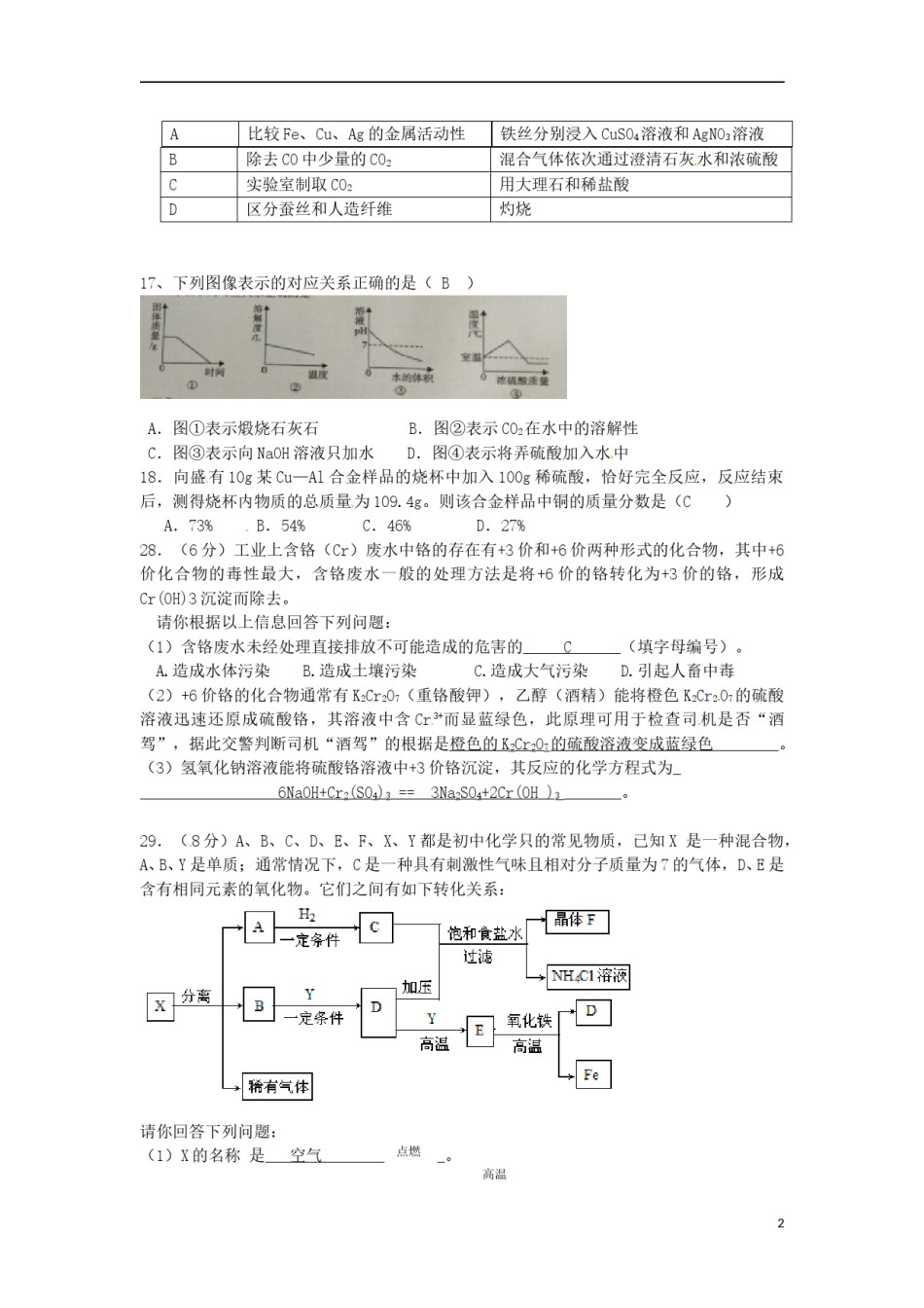 四川省德阳市2017年中考化学真题试题（含答案）.DOC_第2页