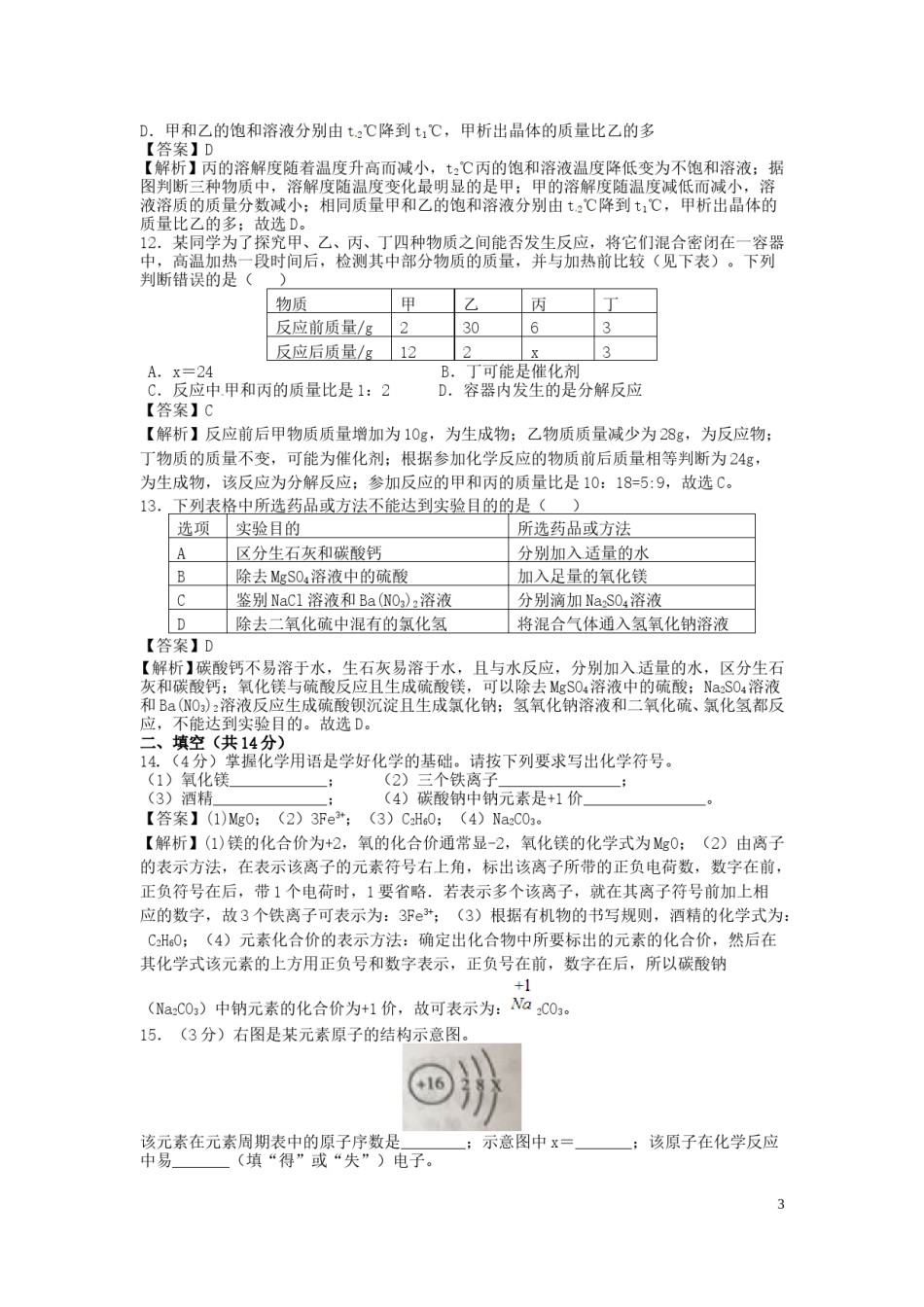 宁夏2017年中考化学真题试题（含解析）.DOC_第3页