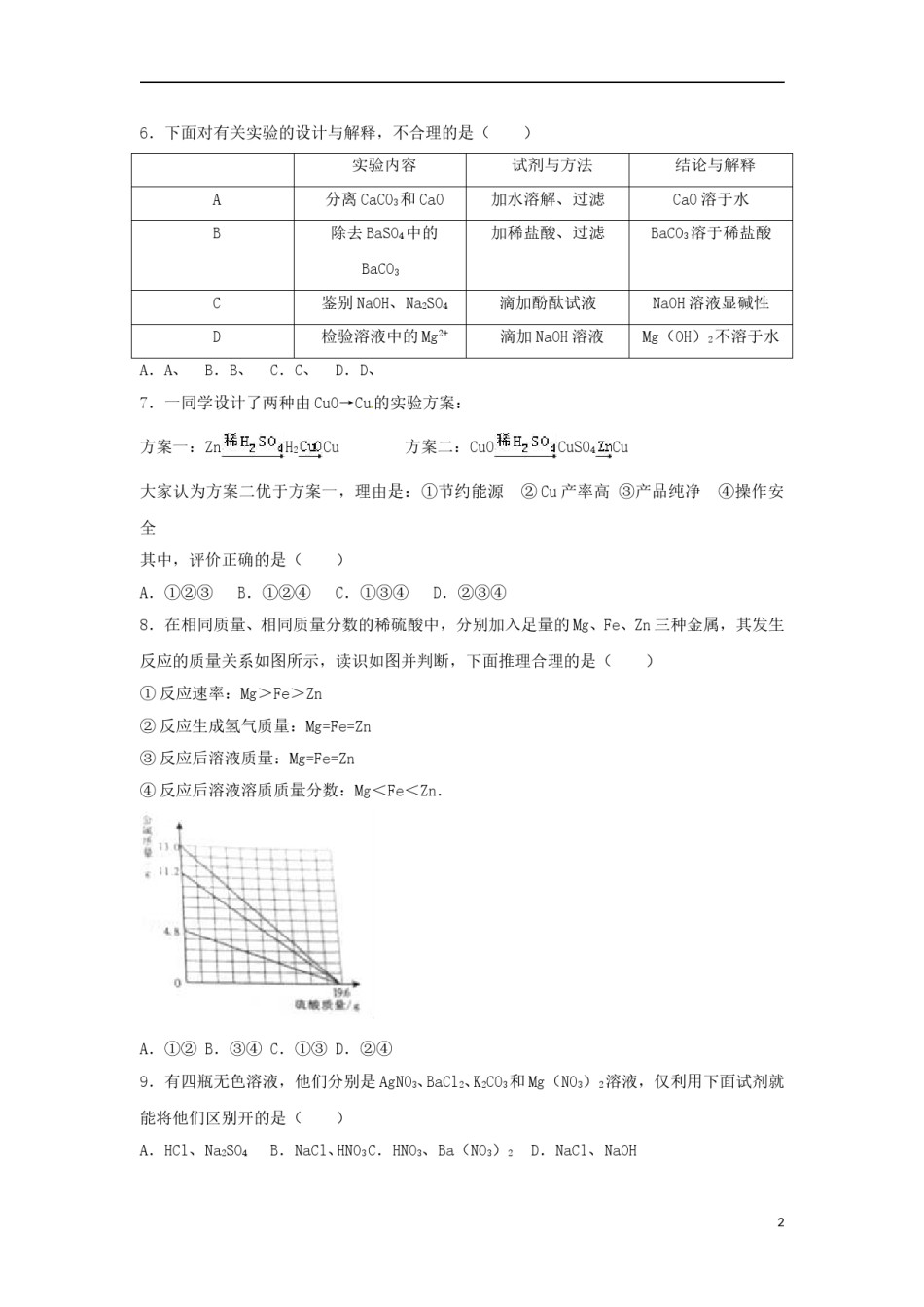 山东省济宁市2017年中考化学真题试题（含解析）.DOC_第2页