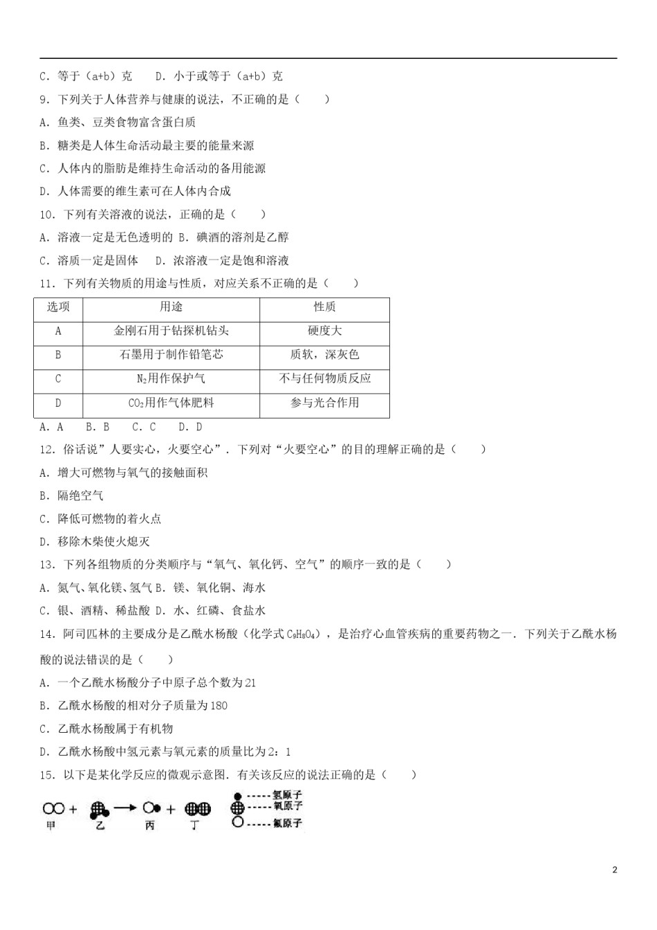 广西贺州市2017年中考化学真题试题（含解析）.DOC_第2页