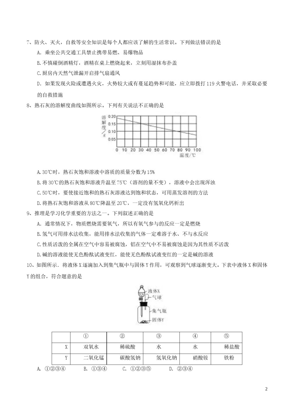 新疆乌鲁木齐市2017年中考化学真题试题（含答案）.DOC_第2页