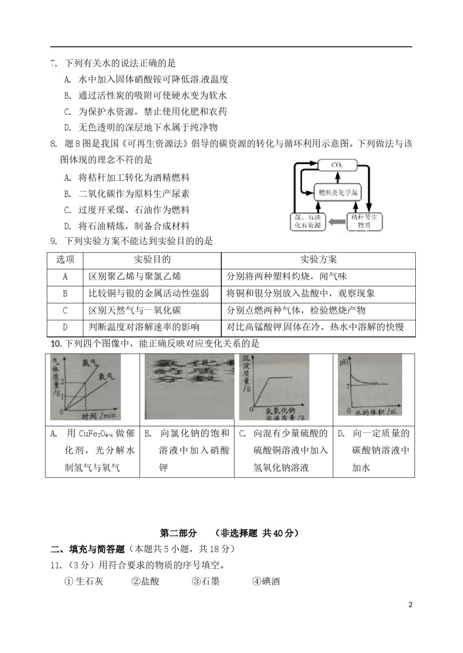 江苏省淮安市2017年中考化学真题试题（含答案）.DOC_第2页