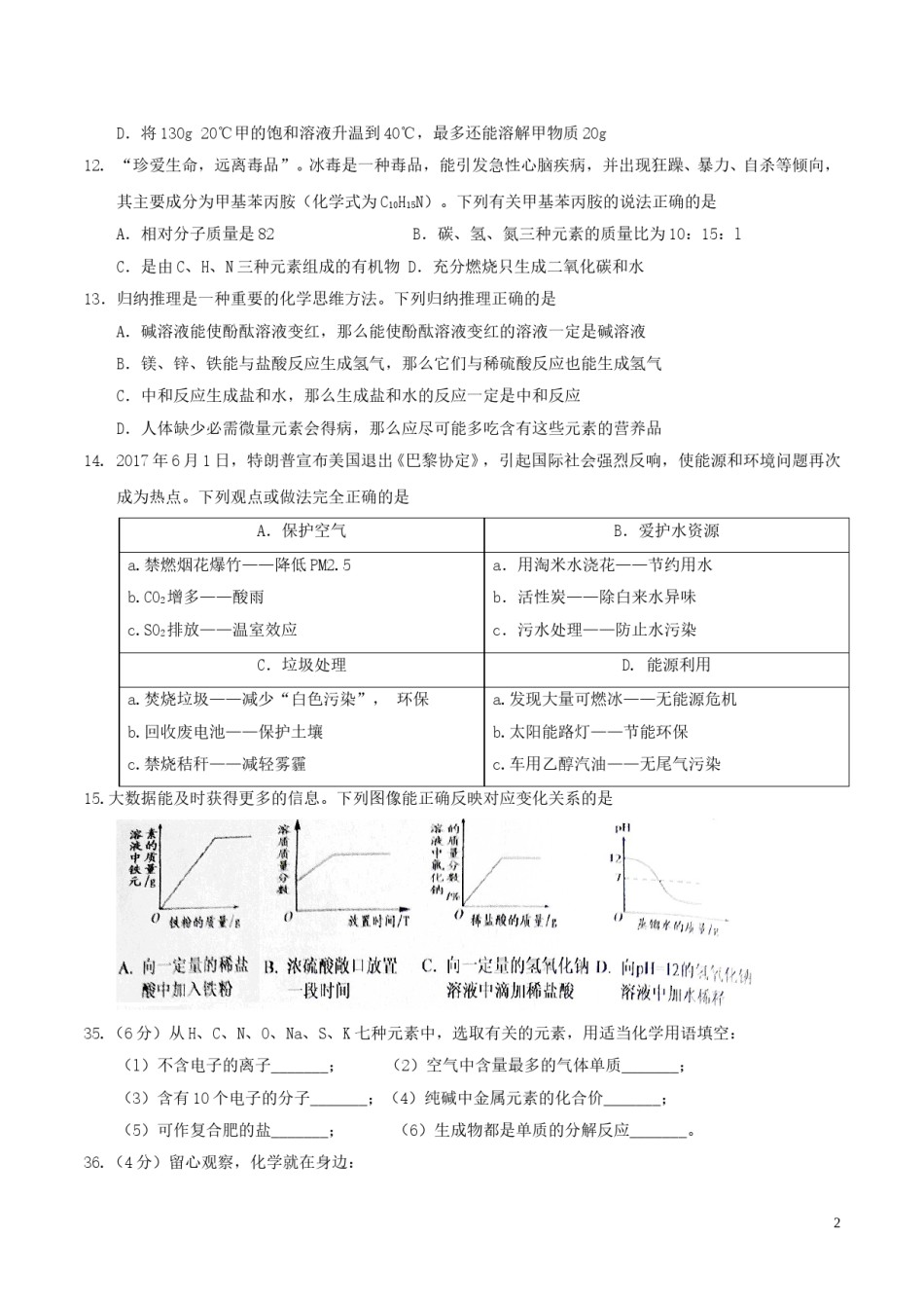湖北省随州市2017年中考理综（化学部分）真题试题（含答案）.DOC_第2页