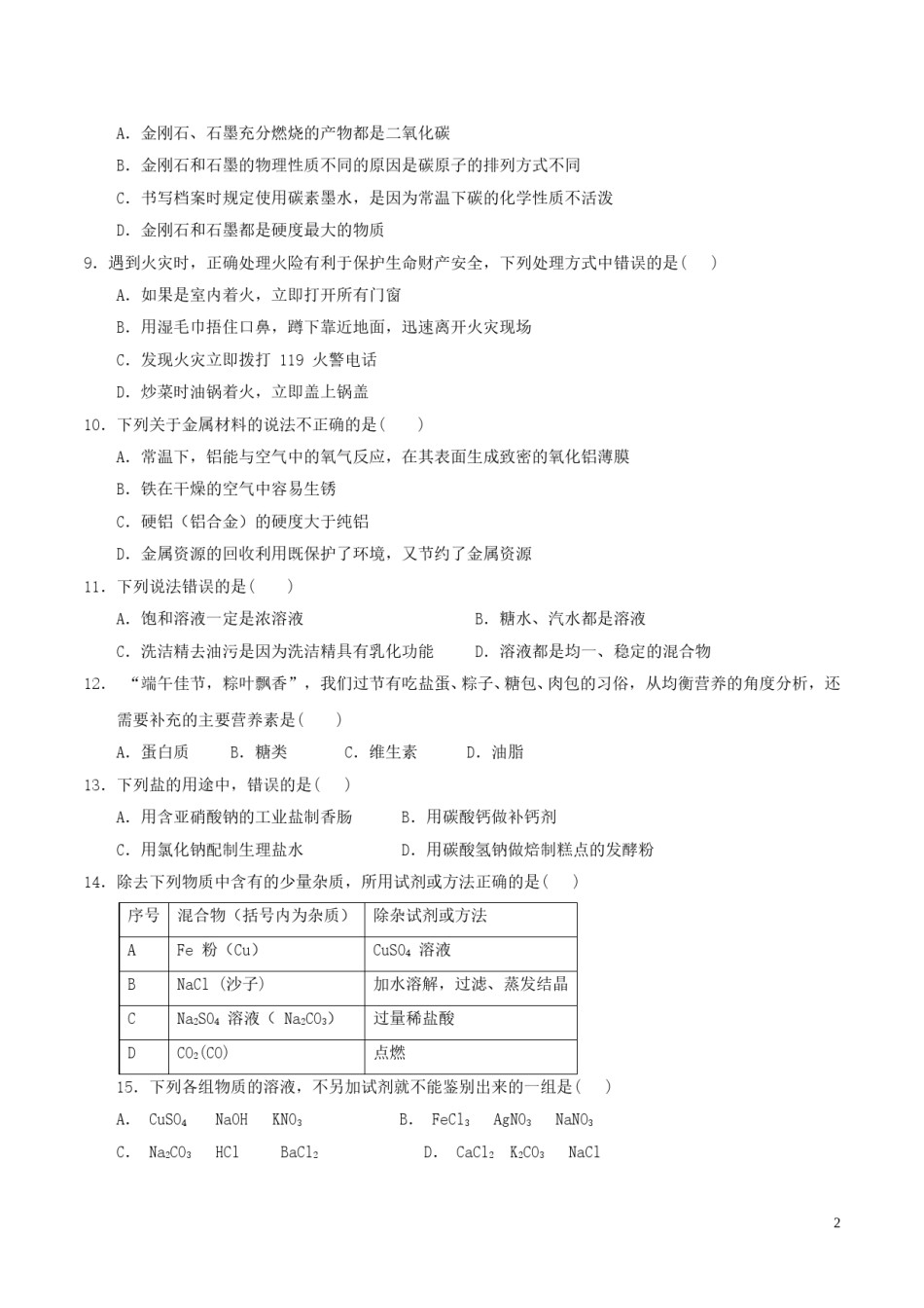 湖南省长沙市2017年中考理综（化学部分）真题试题（含答案）.DOC_第2页