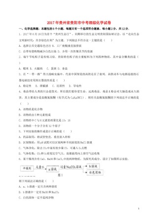 贵州省贵阳市2017年中考理综（化学部分）真题试题（含答案）.DOC