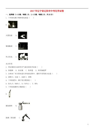 辽宁省辽阳市2017年中考化学真题试题（含解析）.DOC