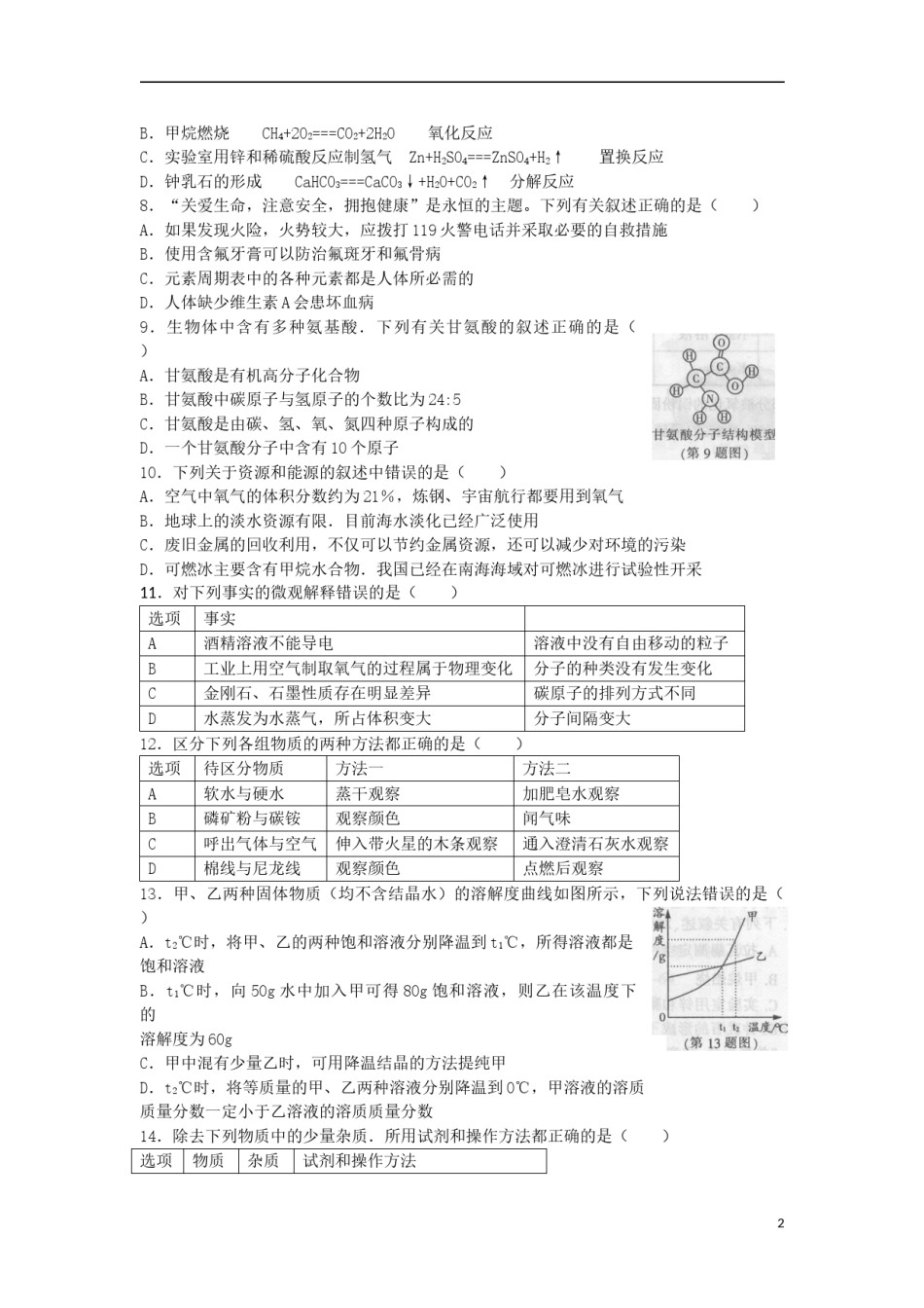 黑龙江省哈尔滨市2017年中考理综（化学部分）真题试题（含扫描答案）.DOC_第2页