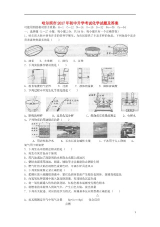 黑龙江省哈尔滨市2017年中考理综（化学部分）真题试题（含扫描答案）.DOC