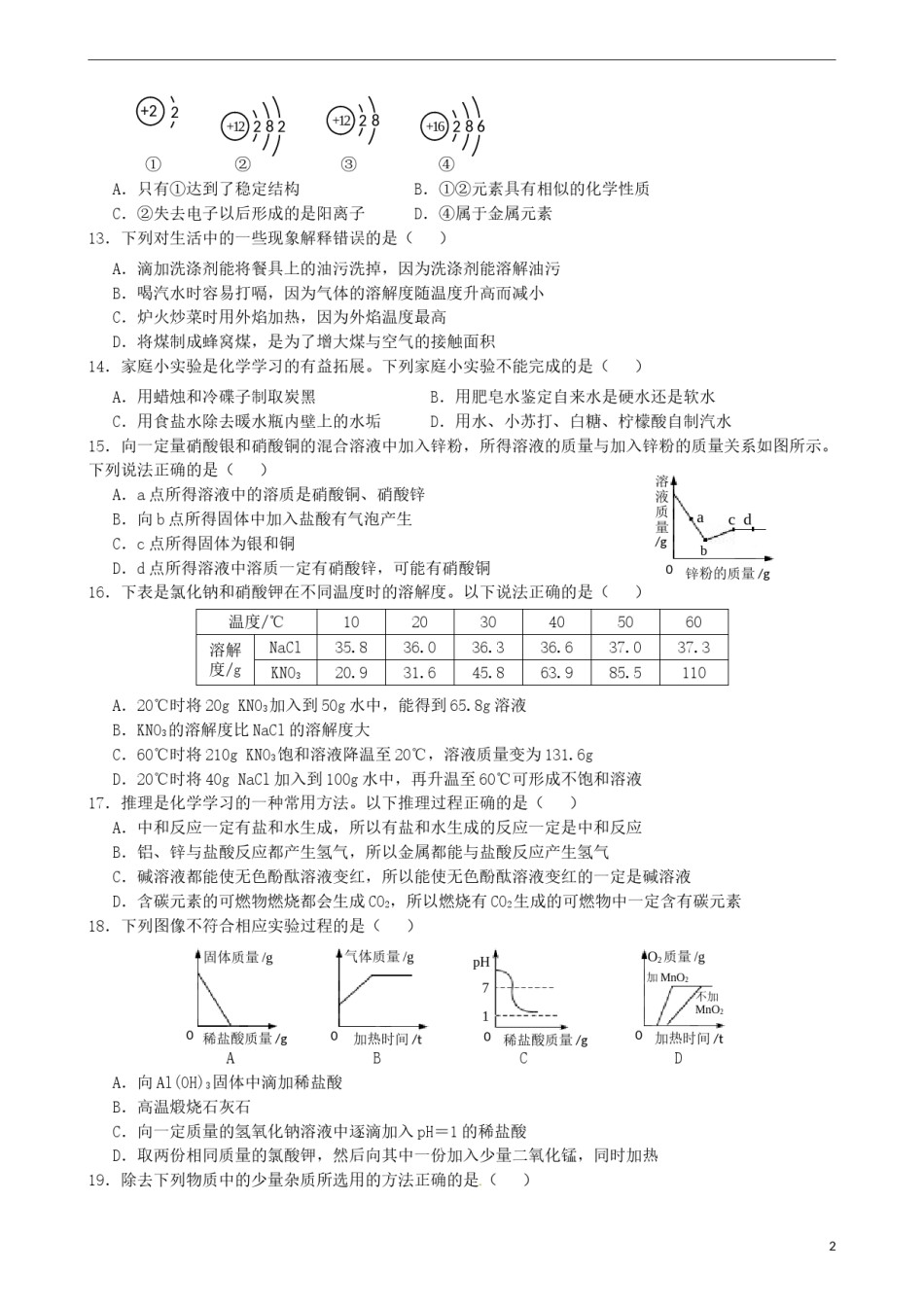 黑龙江省牡丹江市2017年中考化学真题试题（含答案）.DOC_第2页