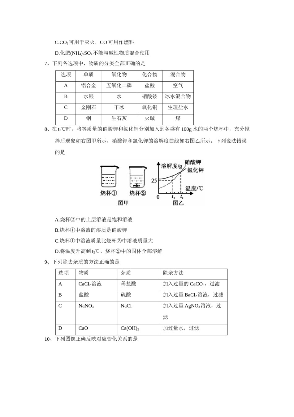2018年湖北省咸宁市中考化学试题（word版，含答案）.doc_第2页