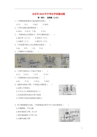 北京市2018年中考化学真题试题（含扫描答案）.doc