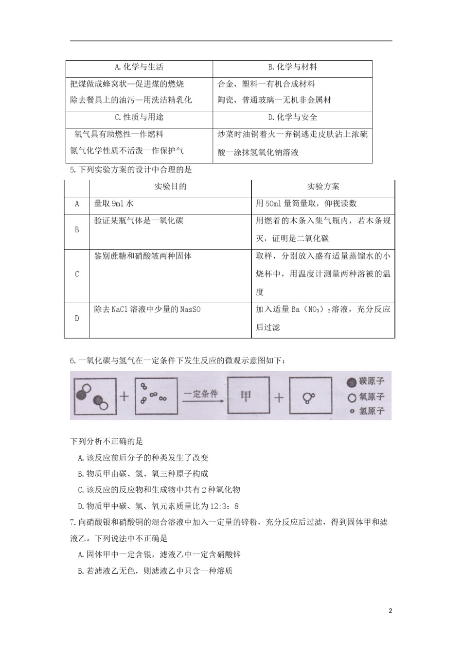 四川省遂宁市2018年中考理综（化学部分）真题试题（含答案）.doc_第2页