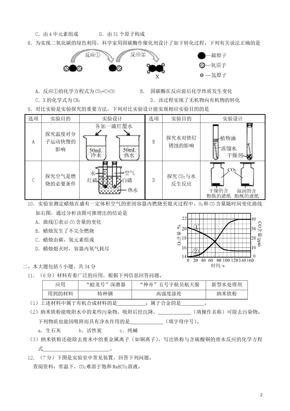 安徽省2018年中考化学真题试题（含答案）.doc_第2页
