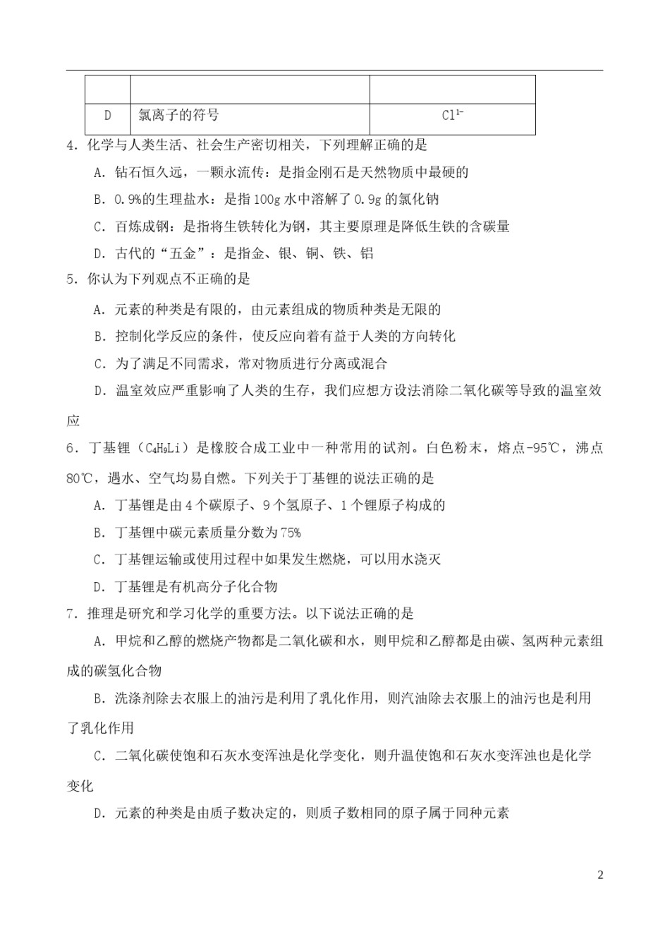 山东省东营市2018年中考化学真题试题（含答案）.doc_第2页