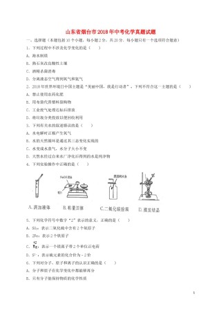 山东省烟台市2018年中考化学真题试题（含解析）.doc