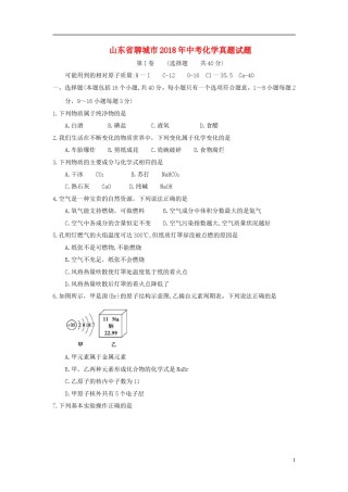 山东省聊城市2018年中考化学真题试题（含答案）.doc