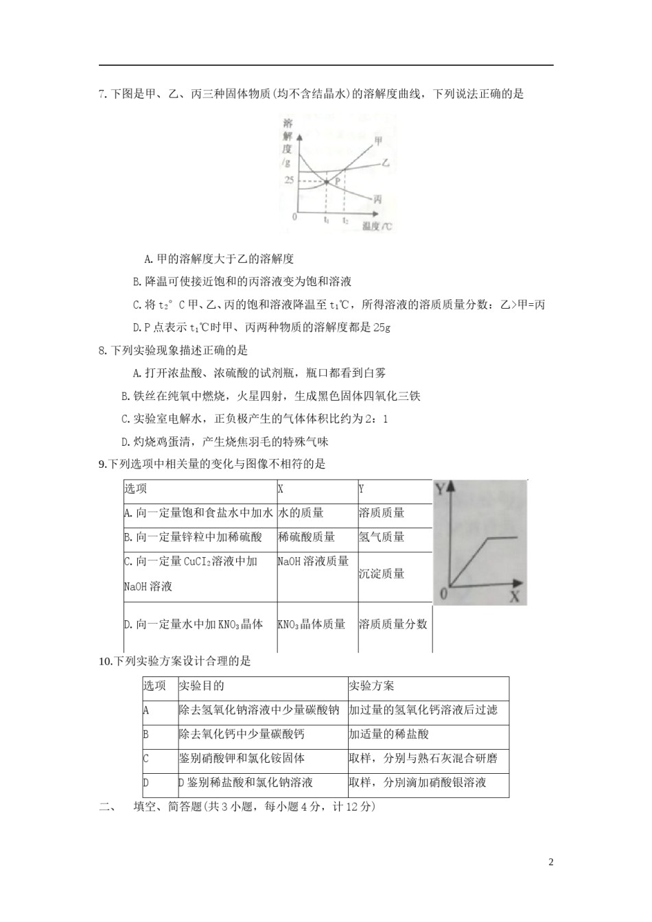 江苏省宿迁市2018年中考化学真题试题（含答案）.doc_第2页