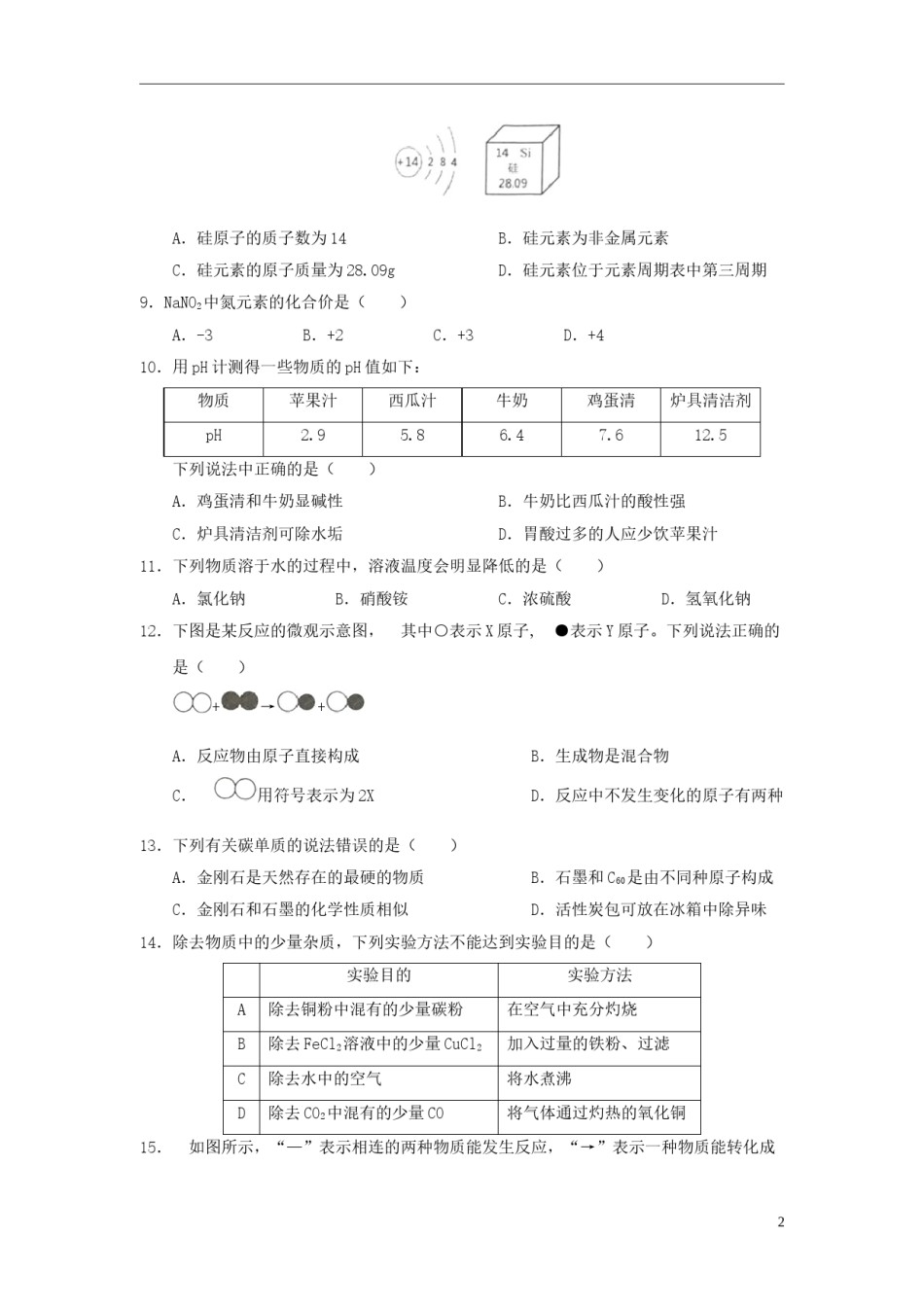 湖北省宜昌市2018年中考化学真题试题（含答案）.doc_第2页