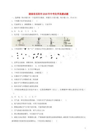 湖南省岳阳市2018年中考化学真题试题（含解析）.doc