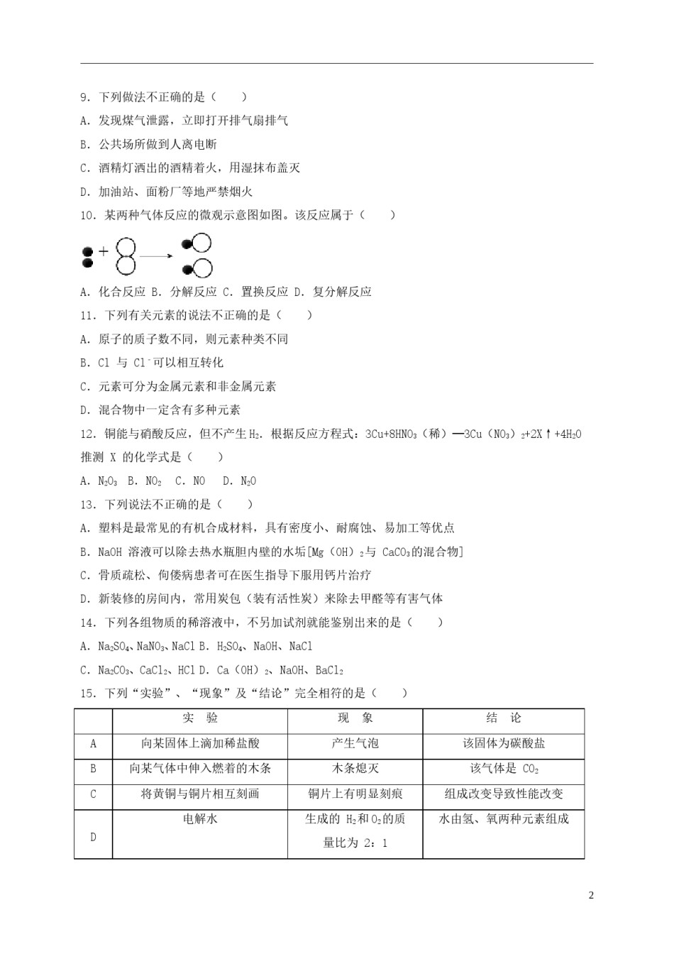 湖南省益阳市2018年中考化学真题试题（含解析）.doc_第2页
