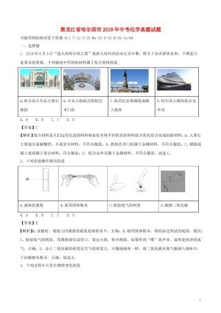 黑龙江省哈尔滨市2018年中考化学真题试题（含解析）.doc