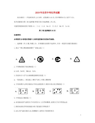 四川省自贡市2019年中考化学真题试题.docx