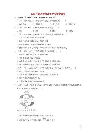四川省内江市2019年中考化学真题试题（含解析）.doc