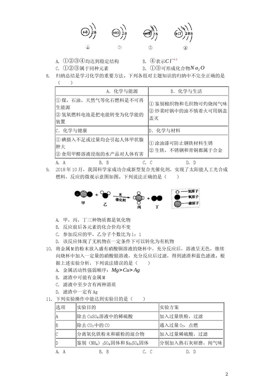 山东省烟台市2019年中考化学真题试题（含解析）.docx_第2页