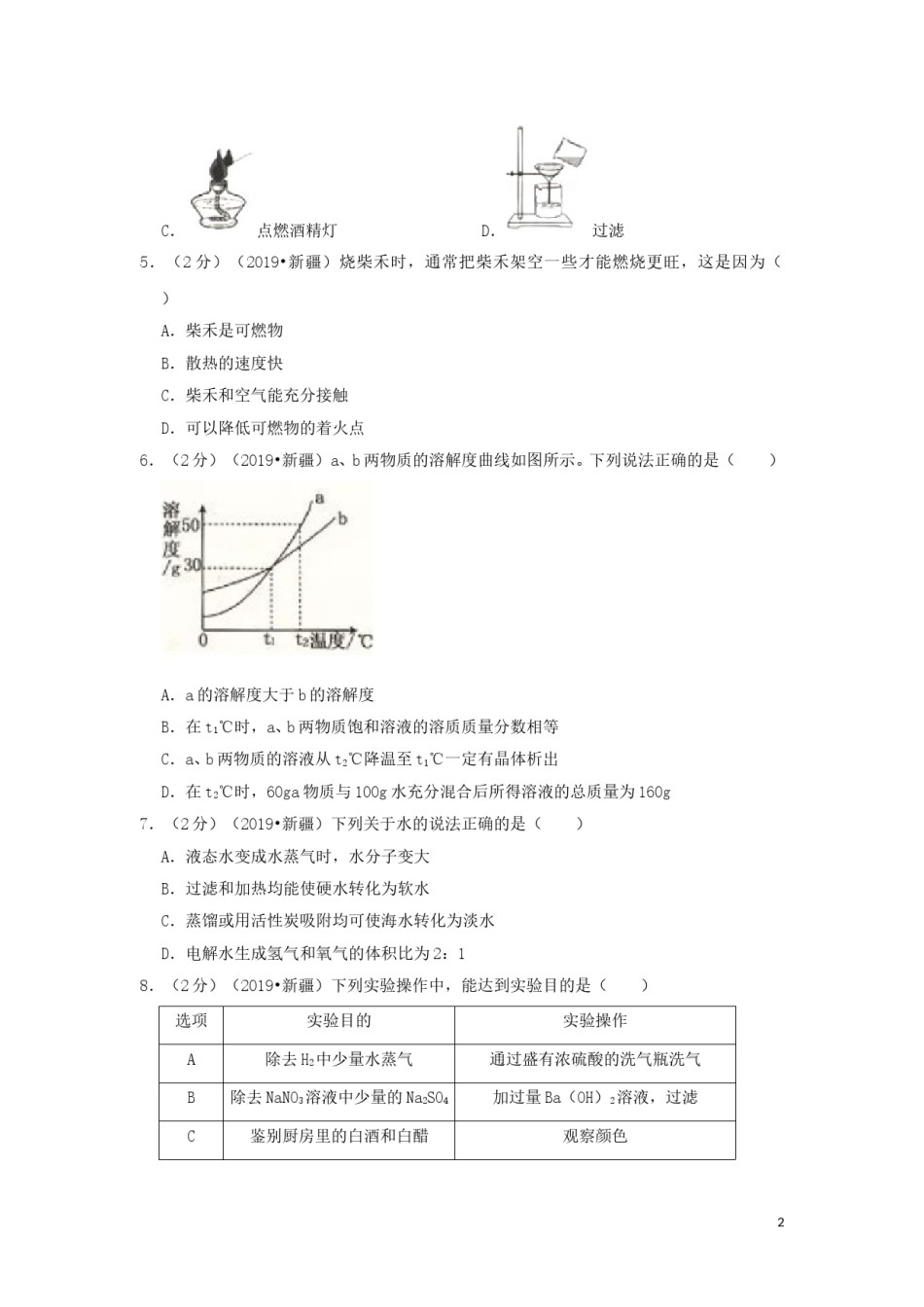 新疆生产建设兵团2019年中考化学真题试题（含解析）.doc_第2页