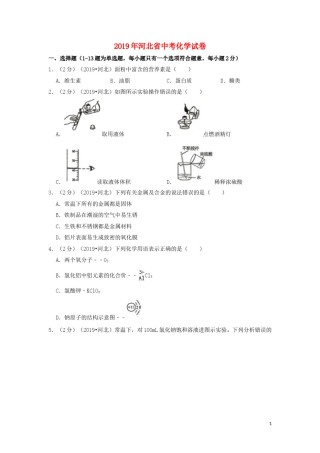 河北省2019年中考化学真题试题（含解析）.doc