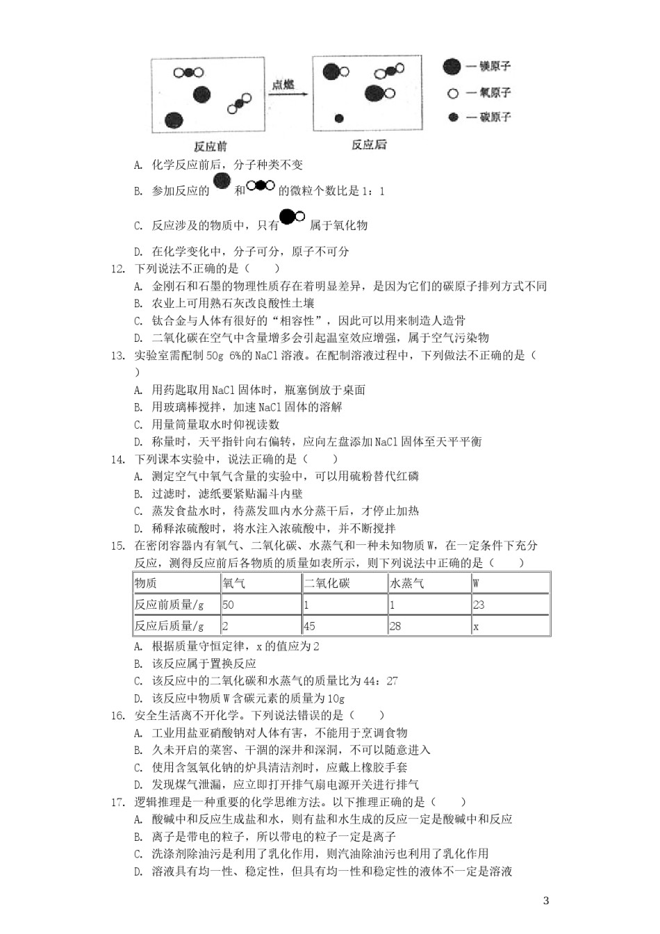 黑龙江省七台河市2019年中考化学真题试题（含解析）.docx_第3页